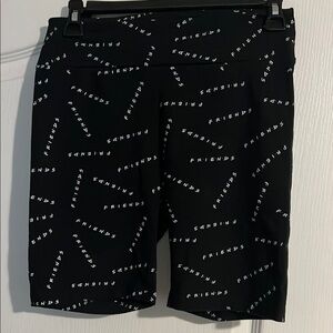 Black 'Friends' Print Unisex Shorts